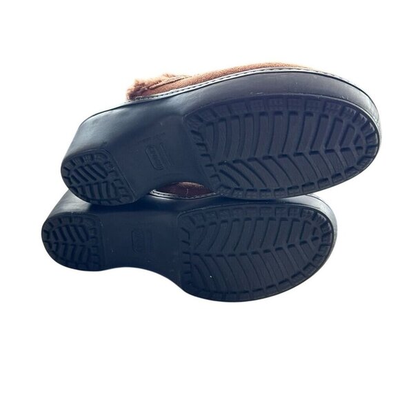 Crocs Cobbler Shimmer Clogs 202302 Brown Suede Faux Fir Lined Slip On Women's 8 - Picture 6 of 7